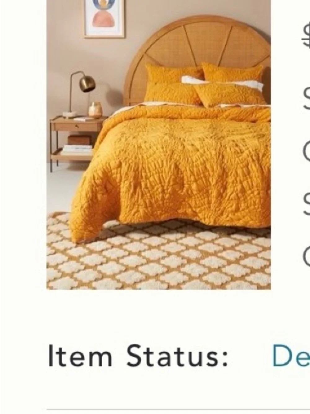 Anthropologie Mustard Quilted Comforter Set